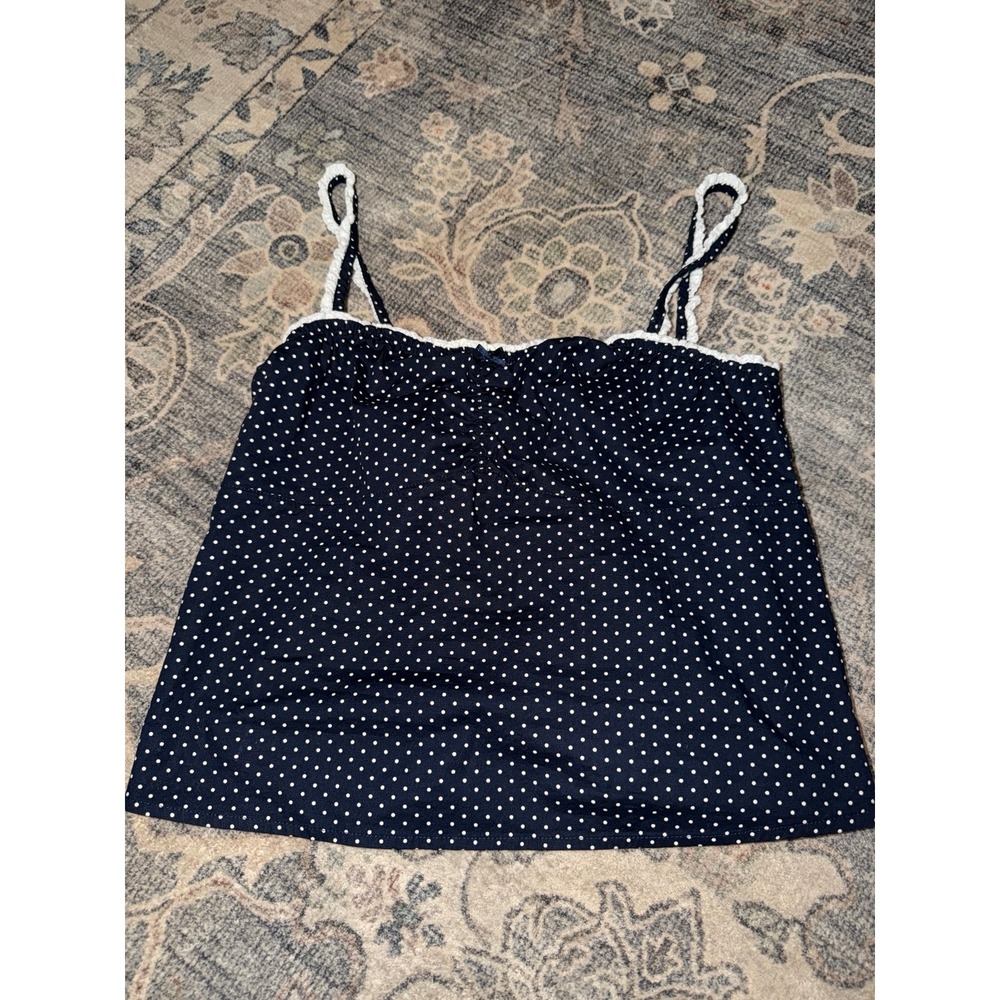 John Galt Brandy Melville Navy Blue Polka Dot Tank Top